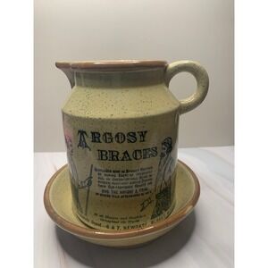 Vintage‎ Victorian Argosy Braces Suspenders Stoneware 32oz Pitcher